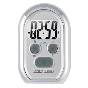 Silver 3-in-1 Alerts Digital Timer with Vibration Beep Flash Kitchen Medical Therapeutic