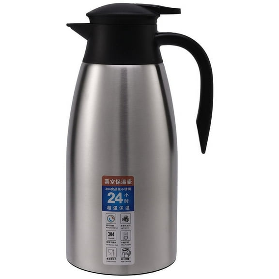 Silver 304 Stainless Steel 2L Thermal Flask Vacuum Insulated Water Pot Coffee Tea Milk Jug Thermal Pitcher for Home and Office