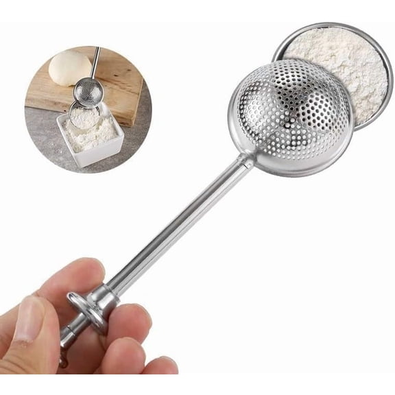 Silver 304 Stainless Steel Flour Powder Filter Spoon, Baker Dusting Wand For Sugar Flour Spices, Flour Sugar Powder Spoon Kitchen Tools, Baking Sifters Baking Tools and Accessories, Baking Sifters