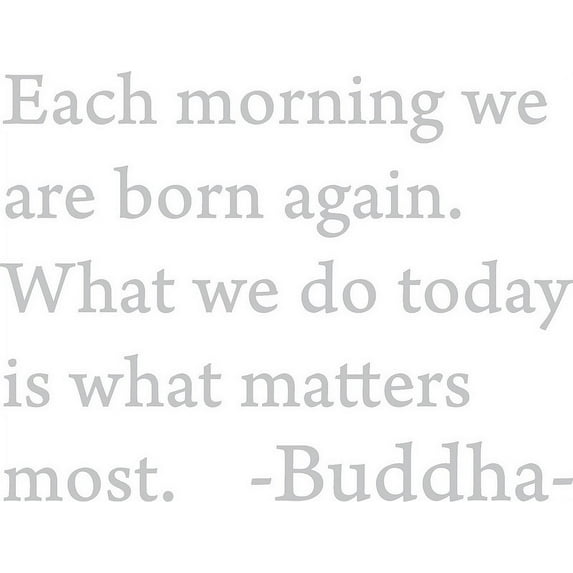 Silver 32" x 24" Each morning we are born again. Buddha Vinyl wall art Inspirational quotes and saying home decor decal sticker