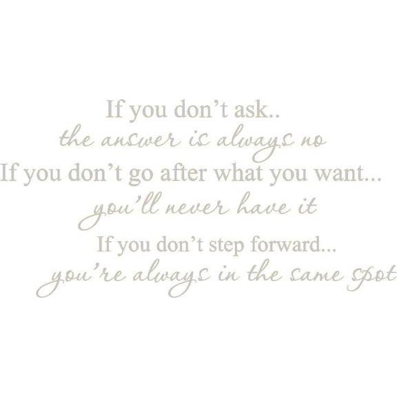 Silver 37" x 40" If you don't ask Vinyl wall art Inspirational quotes and saying home decor decal sticker