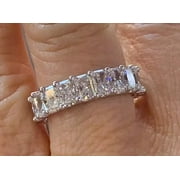 SM JEWELS Silver 3Ct Radiant Cut Lab-Created Diamond 14K White Gold Plated Eternity Wedding Band Ring
