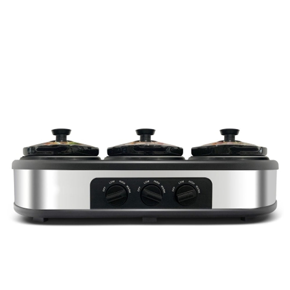 Hypeshops 4.5 Qt Electric Triple Slow Cooker, Silver - Walmart.com