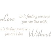 Picniva Love Quote Wall Decal, Silver, 48 x 22 in, Romantic Home Decor, Removable