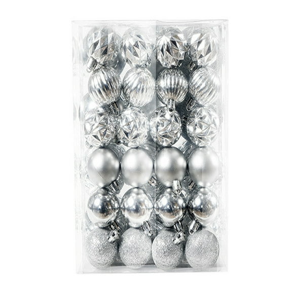 Silver 48Pcs Silver Christmas Tree Baubles 4Cm Hanging Ornaments For Home Party Decoration