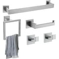 thumbnail image 1 of stusgo Silver 5-Piece Square Bathroom Hardware Set,40cm Towel Bar,Toilet Paper Holder,Towel Ring,and 2 Towel Hooks,SUS 304 Stainless Steel Bathroom Accessories,Wall Mounted Towel Rack Kit（Silver）, 1 of 6