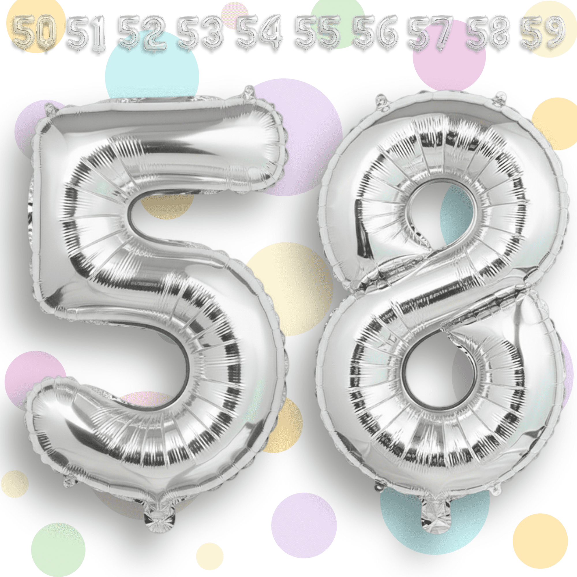 Silver Number 58 Mylar Foil Balloon 32