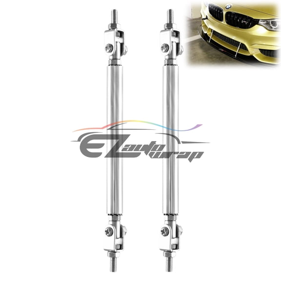 Silver 6"-8" Adjustable Front Rear Frame Car Bumper Lip Splitter Strut Rod Support