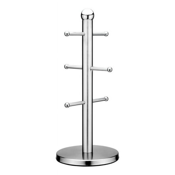 Silver 6 Coffee Mug Tree Kitchen Cup Holder Stand Rack Cup Hanging Display Shelf