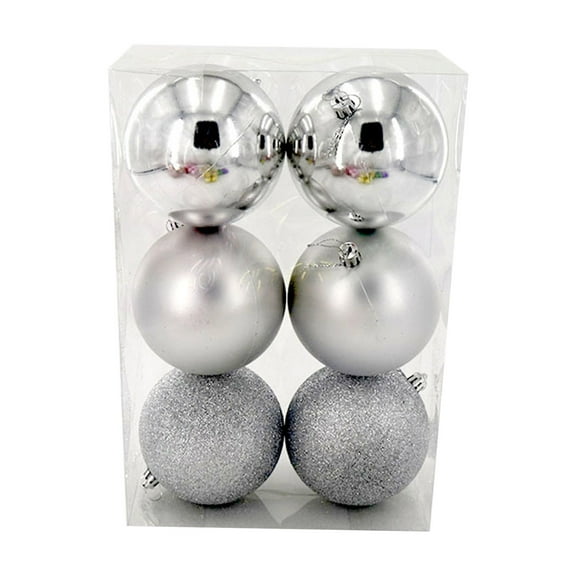 Silver 6-Pack 6Cm Electroplated Christmas Balls, Metallic Finish Tree Decor