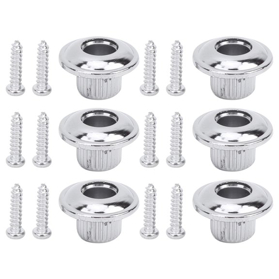Silver 6-Piece Guitar Tuning Pegs Kit for Semi-Closed Electric Guitar - Includes 3 Right & Left Buttons with Screws and Bushings silver SemiClosed Electric Guitar Musical