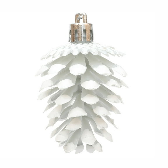 Silver 6Pcs Christmas Tree Pinecone Ornaments Plastic Painting Pinecone Christmas Decorations In Silver Color For Tree Decor