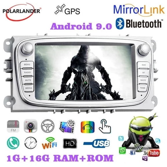 Silver 7'' 2 Din BT Touch Screen For Ford/Focus/S-Max/Mondeo 9/GalaxyC-Max Audio Player Car Radio MP5 Player Car Stereo Car Audio