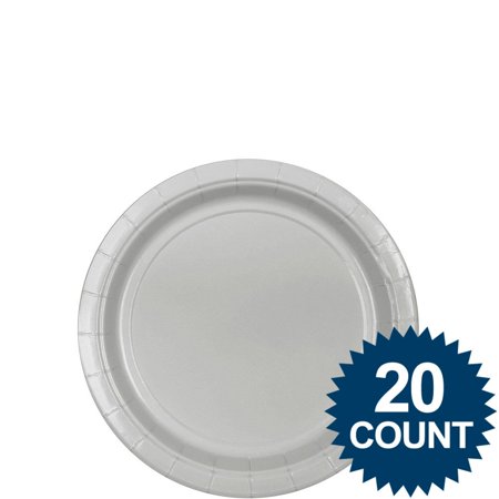 Silver 7? Paper Plates (20 Pack) - Party Supplies