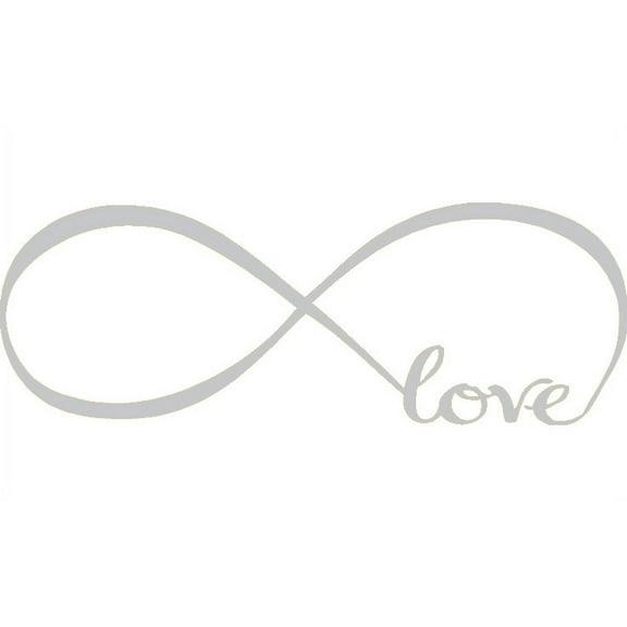 Silver 7" x 22" Infinity Symbol Word Love Vinyl Art Decal