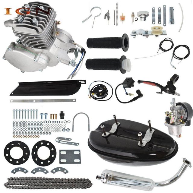 Silver 80cc 2Stroke Cycle Bike Engine Motor Petrol Gas Kit for