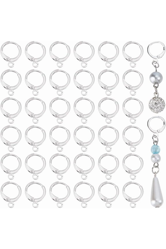 Silver 80pcs Earring Hoops Silver Earring Hooks Earring Making Kit Hoops Jewelry Making Findings Filled Hoop Huggie Earring Hooks Hoops Earrings for Jewelry Making Supplies (10mm)