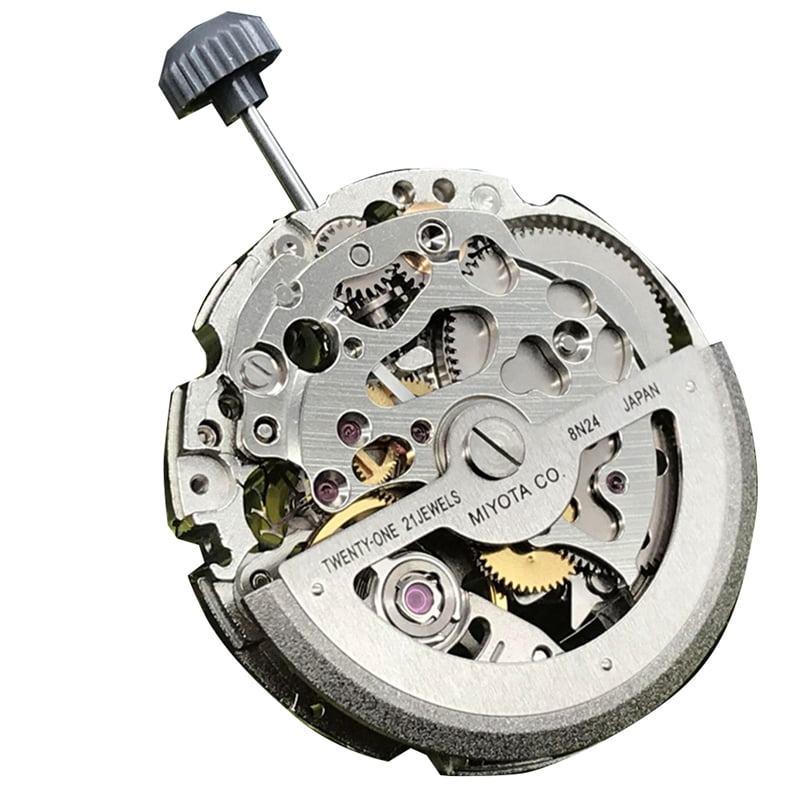 Silver 8N24 Mechanical Movement Miyota 21 Jewels Skeleton