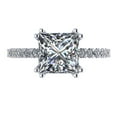 thumbnail image 1 of Silver 8mm (3ct) Princess Cut Pure Brilliance Zirconia Solitaire W/Sides Engagement Ring Rhodium Plated Size 4, 1 of 8