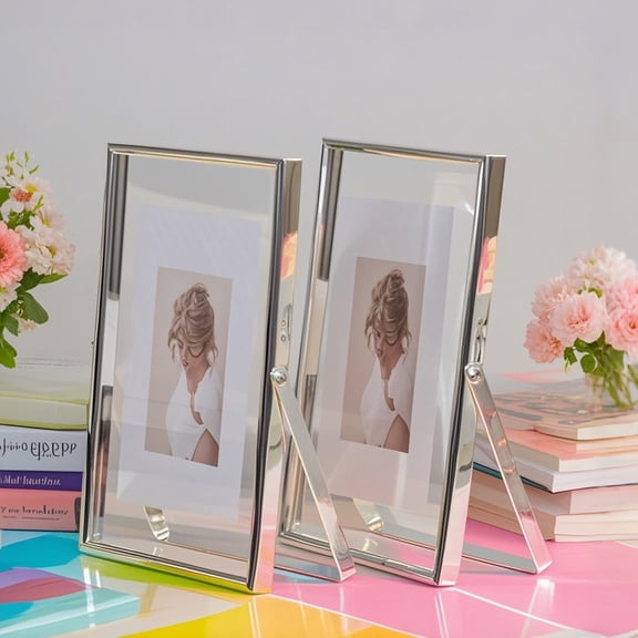 Silver 8x10'' Floating Frame, For Photo Sizes ( 5x7'' ,6x8'' 7x9'' 8x10''), Beautiful Metal Lace Edge Frames Adjustable Tabletop/Shelf Photo Frame, Classy Gift Choice for Thanksgiving,Wedding