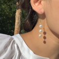 thumbnail image 1 of [Silver 925] Dainty Line Tiered Pearl Earrings, 1 of 6