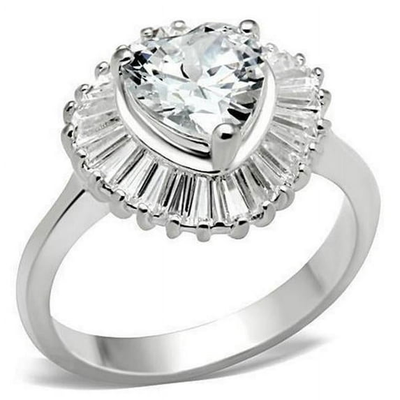 Silver 925 Sterling Silver Ring with AAA Grade CZ, Clear - Size 6