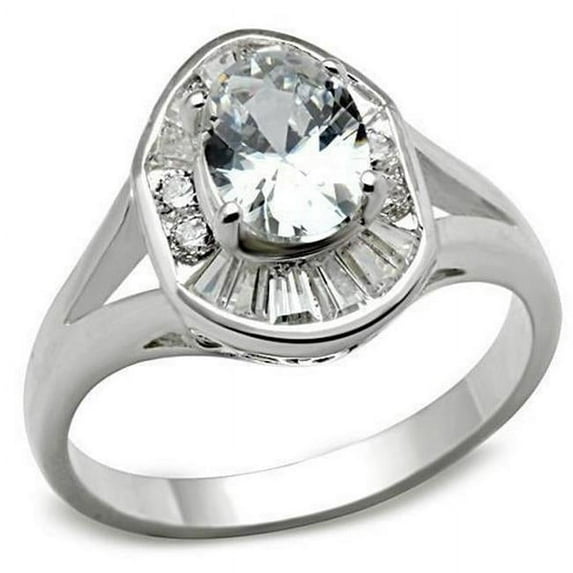 Silver 925 Sterling Silver Ring with AAA Grade CZ, Clear - Size 9