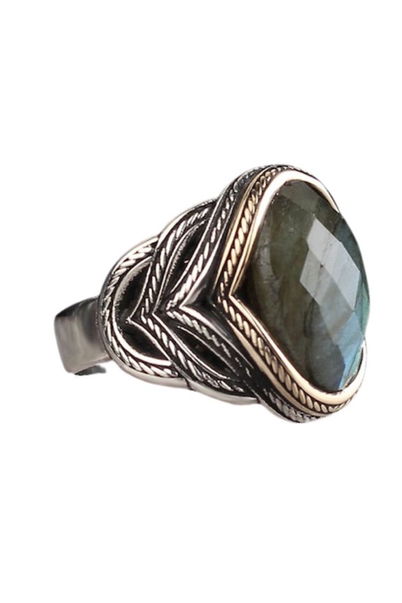 Silver 925k Mens Ring,Handmade Mens Ring,Natural Labradorite Stone,Jewelry Gift (8)