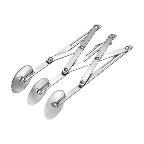 Silver A Adjustable Spacing Stainless Steel 3 Wheel Pizza Pasta Dough Rolling Cutter Blade Dia 2.2 Inch For Baking Kitchen