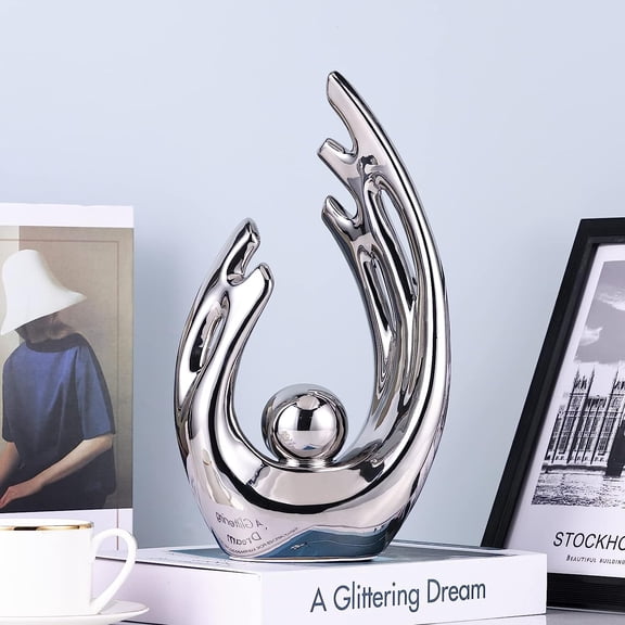 Silver Abstract Art Ceramic Statue Sculpture