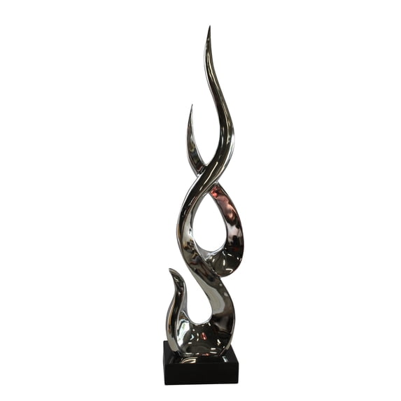 Nifao Silver Abstract Intertwined Resin Statue on Marble Base – Resin Statue on Marble Base, Modern Art Decor, 9"L x 7"W x 38"H