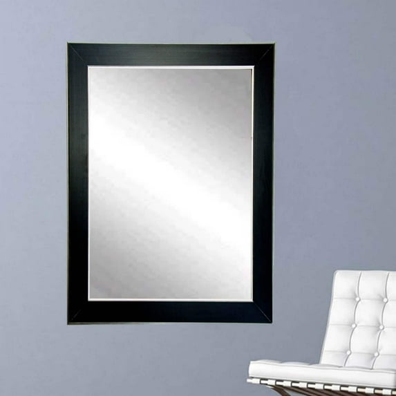 Silver Accent Black Framed Vanity Wall Mirror 32''x 36''