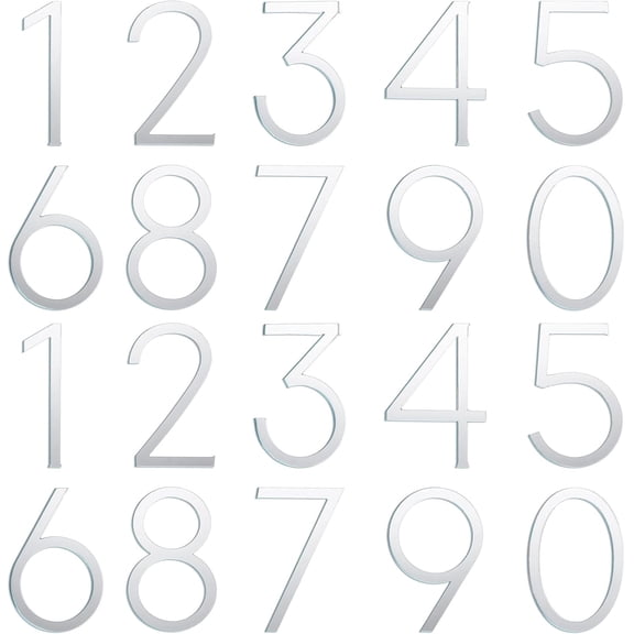 Silver Acrylic Mailbox Number Set - Weatherproof - Sticky (Classic)