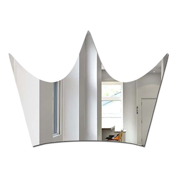 Silver Acrylic Mirror Wall Sticker F – Crown Shape Cartoon Decal for Kids Room Nursery Home Decor
