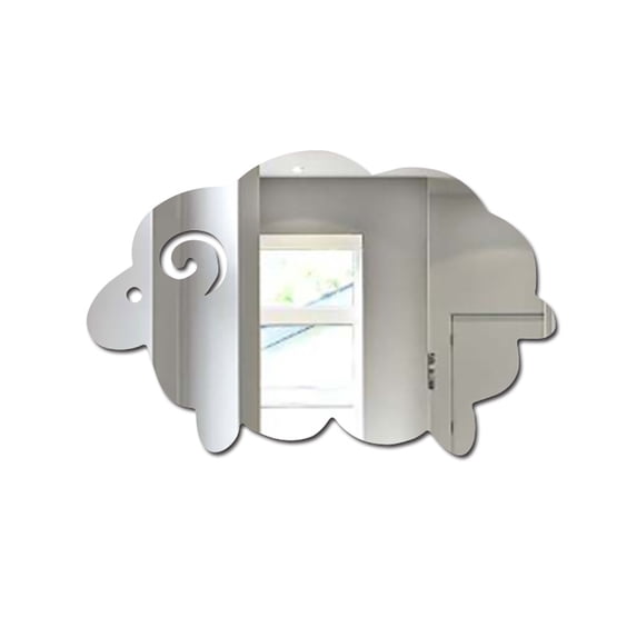 Silver Acrylic Mirror Wall Sticker G – Sheep Shape Cartoon Decal for Kids Room Nursery Home Decor