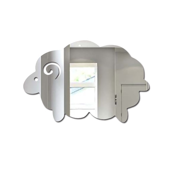 Silver Acrylic Mirror Wall Sticker G – Sheep Shape Cartoon Decal for Kids Room Nursery Home Decor