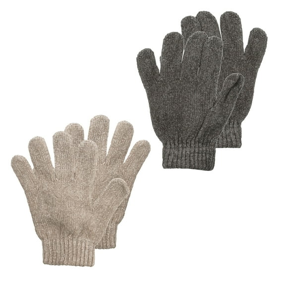 Silver Age Women's Chenille Knit 2 Pack Gloves Grey Sand No Size