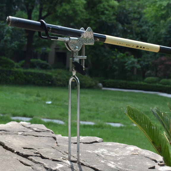 Silver All-Metal Hand and Sea Rod Holder - Fully Adjustable Angle and Direction, Durable and Robust