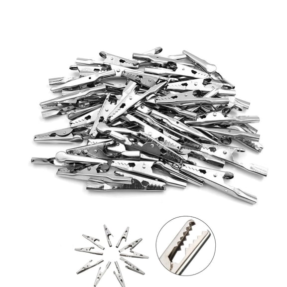 Silver Alligator Clips,Reusable Crocodile Clamps,Small Metal Alligator Clips,QZS Portable Mini Crocodile Clamps for Laboratory,Everyday Use