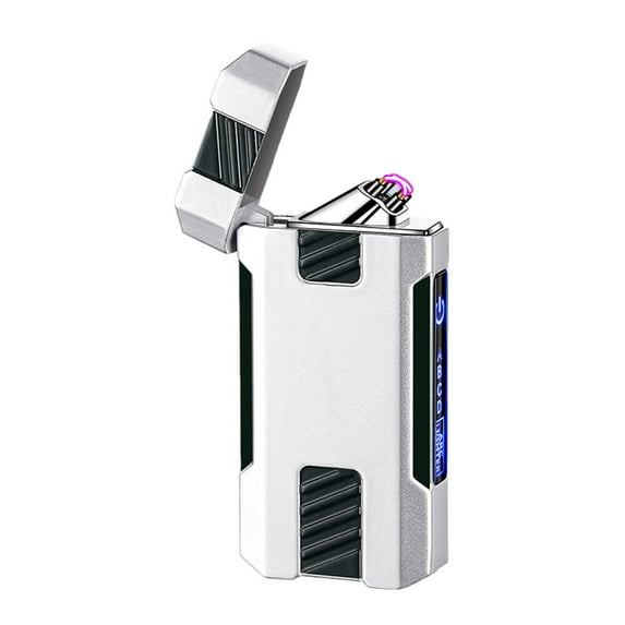 Silver Alloy Electric Arc Rechargeable Lighter With Touchscreen Ignition, Battery Indicator And Slim Metal Design For Outdoor Survival, Emergency And Daily Use 2.91X1.42X0.51In 0.15Lb