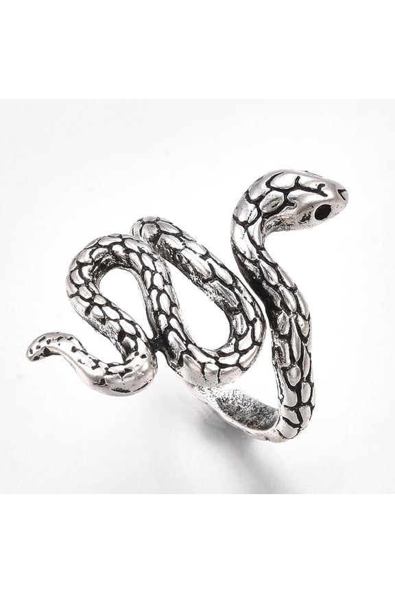 Silver Alloy Serpent Open End Ring A symbol of mystery and power 19mm inner diameter Suitable for women Suitable for gift giving Making DIY