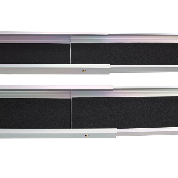 Silver Aluminum 7 Adjustable Wheelchair Telescoping Track Ramps for Curb and Van Access, 600 lb Capacity Pair
