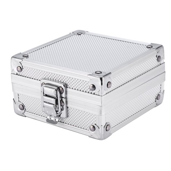 Silver Aluminum Alloy Tattoo Machine Carrying Case Portable Lock Box Storage