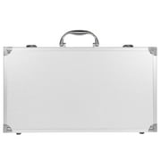 Silver Aluminum Briefcase with Lock - Hard Toolbox Double Key Storage Case