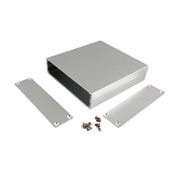 Silver Aluminum Enclosure Case 26 x 103 x 110 mm Metal Housing Kit with End Plates and Screws for Instrument Case Projects and Shell Replacement
