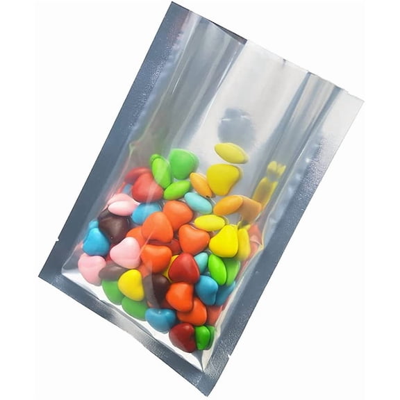 Silver Aluminum Foil Pouch Heat Seal Plastic Open Top Vacuum Packaging Mylar Bag Food Small Sample Mylar Storage (200, 10x15cm(3.9x5.9 inch))