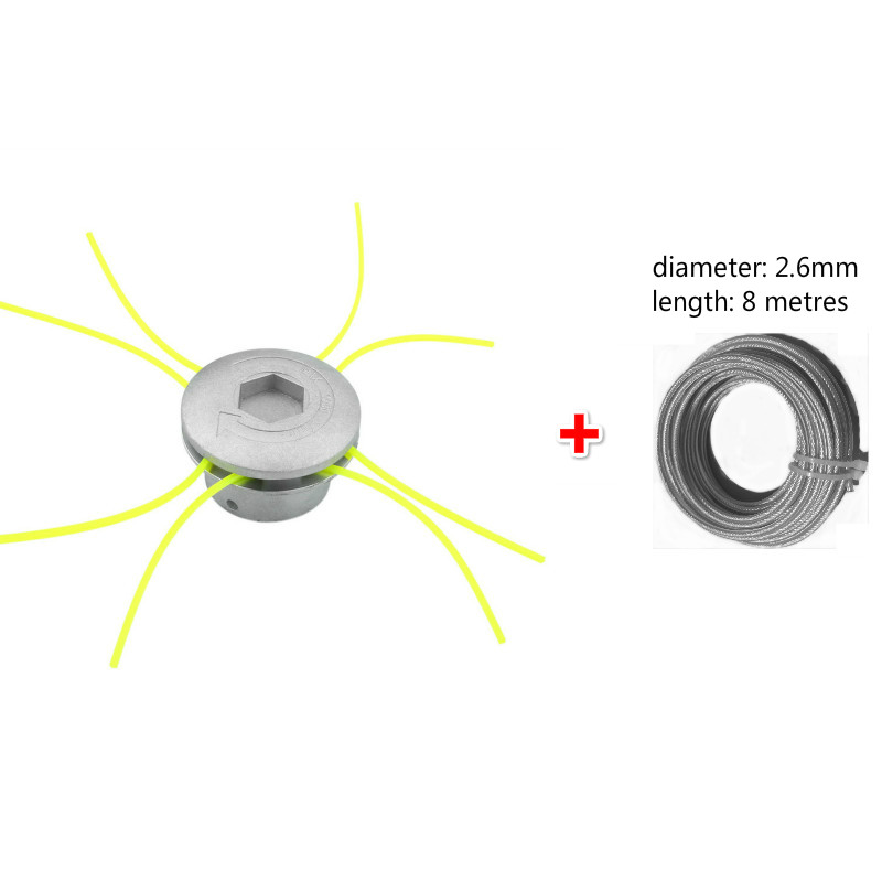 Silver Aluminum Grass Trimmer Head Brush Cutter Head Thread Nylon Grass