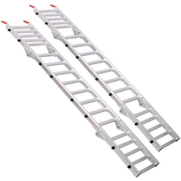 Silver Aluminum Ramp and Tailgate Extender Combo, 1,400 LBS Capacity, Multi-Purpose Use for Motorcycle/Lawn Mower/ATV