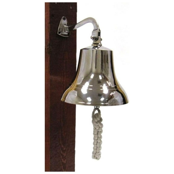 Silver Aluminum Ship Bell with Rope, 7"