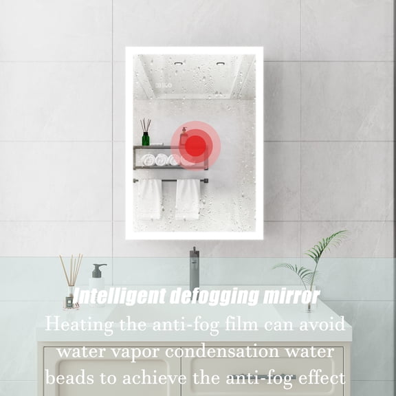Silver Aluminum with Defog Mirror - Freely Switch Color & Brightness - Bathroom Setup - One Door Design
